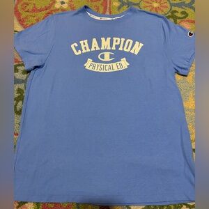 Champion Sky Blue Tee with White Logo-NEW